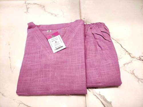 Image of Femezone Women Cotton slub Co-ord Kurta and Pant Set (FEM22230610-01-Vcord)