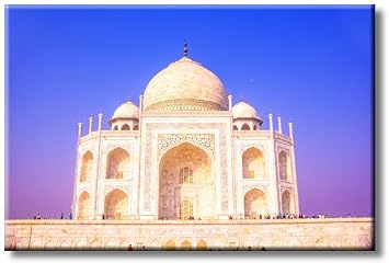 ArtWorks Decor Taj Mahal Mausoleum Blue Sky Nighttime Picture on Stretched Canvas Wall Art, Ready to Hang!