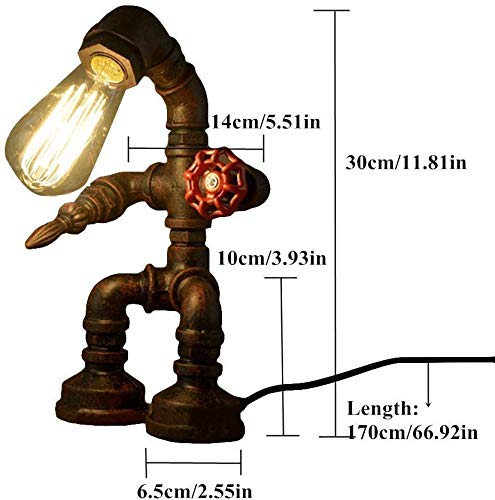 Frideko Vintage Table Lamp, Retro Industrial Iron Water Pipes Robot Steampunk Desktop Light for Bedside Desk steampunk buy now online