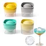 AZSRKRBM 4 Pack Silicone Ice Ball Maker Mold with Lid - 2.4 Inch Large Round Ice Cube Trays, Stackable Easy Release Whiskey Ice Spheres for Freezer, Cocktails, Bourbon