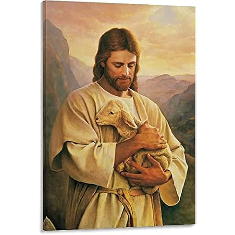 LXTOPN Wall Art Canvas Painting Jesus Picture, Jesus and Virgin Mary Pictures Home Decor Wall Art, Nordic Poster and Prints Pure Holy Wall Pictures for Living Room No Frame (50 x 70 cm) Cover