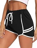 Hawiton Pantalones Deportivo Corto Mujer,Pantalón Chandal Mujer Pantalón de Deportes Yoga Casual Gimnasio Ejercicio Pantalones Deportivos con Bolsillo Lateral para Mujer de Verano,Negro,M