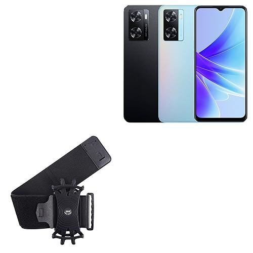 BoxWave Holster Compatible with Oppo A57s - ActiveStretch Sport Armband, Adjustable Armband for Workout and Running - Jet Black