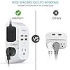 Addtam USB Wall Charger Surge Protector 5 Outlet Extender with 4 USB Charging Ports (1 USB C Outlet) 3 Sided 1800J Power Strip Multi Plug Outlets Wall Adapter Spaced for Home Travel Office ETL Listed