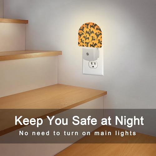 Image of Spooky Halloween Ghosts Night Light, Black Orange Ghosts Dusk to Dawn Night Light Plug in,0.5w Energy Saving Sleep Friendly NightLight for Kids Boys Girls Home Decor