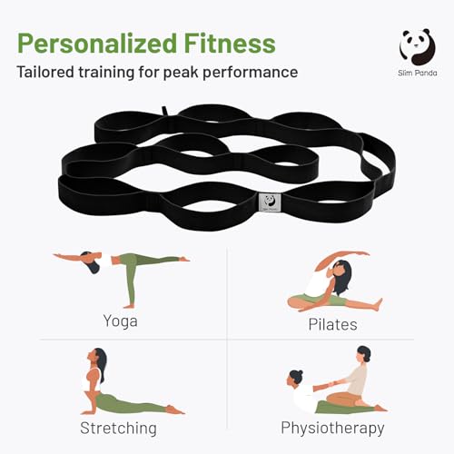 Slim Panda Cinturon Estiramiento de Yoga, Correa Yoga con 10 Bucles para Estirar y Stretching, Cinta de Yoga Ideal para Yoga, Ballet, Fitness, Pilates Rehabilitación… - Imagen 4