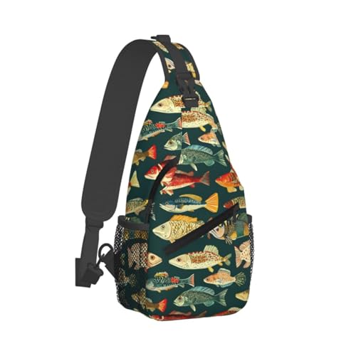 Sac à bandoulière léger avec motif poisson pour le quotidien