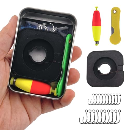 LoDinpo Mini kit de pesca de sobrevivência – Equipamento compacto de pesca de emergência com ganchos, linhas e boias – Kit de pesca de bolso para acampamento, caminhada, mochila, Bushcraft e bolsa de