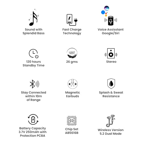 Image of tunez Rhythm Neckbands R02 40 Hours Talk time, 30 Hours Music Playtime, Bluetooth 5.0, 15m Transmission Range, C-Type Charging, and Battery Capacity 3.7V 200mAh (Yellow)