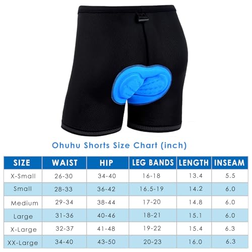 Image of Ohuhu Cycling Shorts for Men Padded Bike Shorts 3D Padding Mens Cycling Biking Underwear Black
