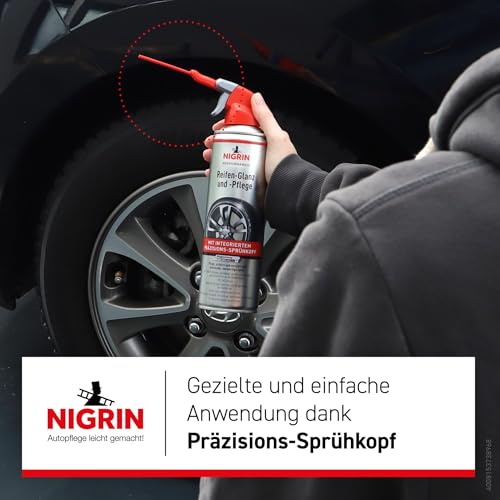 Nigrin Performance Reifen-Glanz und –Pflege, 500 ml, schützt Autoreifen vor UV-Strahlen, Schmutz und Salz