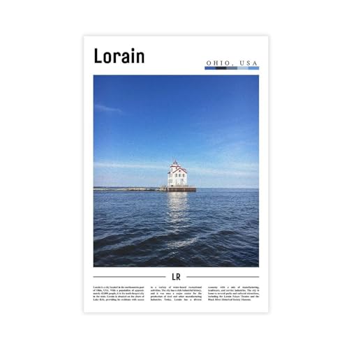Phare du lac Érié impression d'art sur toile premium paysage industriel Lorain