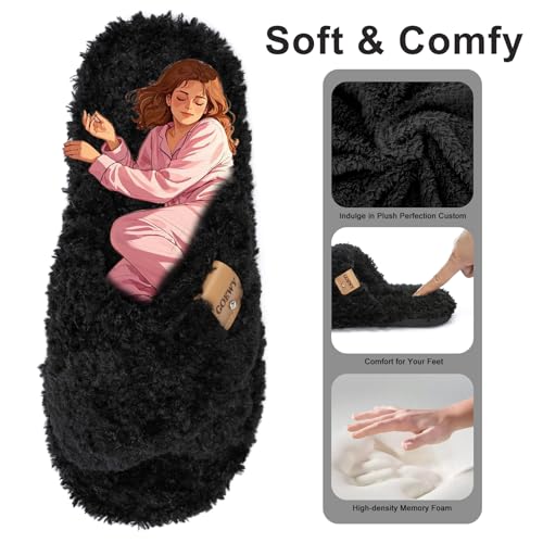 Image of GOEWY Fuzzy Open Toe Slippers for Women Cozy Memory Foam House Shoes Indoor | Cute Cross Band,Soft Faux Fur,Anti-slip Sole Outdoor,Machine-washable,Lightweight,Slip on Gifts for Women,Mom and Bridesmaid