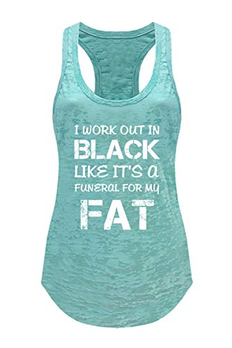 Tough Cookie Clothing Tank Top – Women’s Workout Yoga Burnout Racerback Sleeveless I Can’t Run I’m A Mermaid Print Shirt Mint M