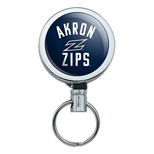 University of Akron Zips Logo Heavy Duty Metal Retractable Reel ID Badge Key Card Tag Holder with Belt Clip