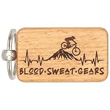 dekolaser24 - Schlüsselanhänger Mountainbike EKG Geschenkidee für Mountainbiker, Freerider & Downhill Fahrer Weihnachten Geburtstag