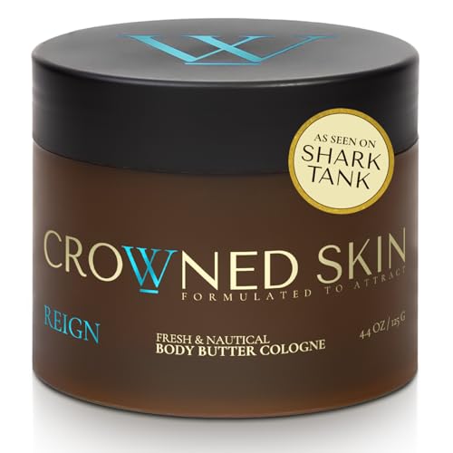 Crowned Skin Reign Body Butter Cologne for Men | Fresh & Nautical | Scented with Pink Pepper & Bergamot | Infused with Natural Shea & Mango Butters | All-Day Fragrance | 4.4oz