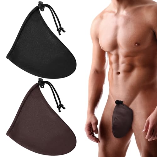 Image of Dansydaisy 2 Pcs Men's Tanning Pouch Sun Protection, Tanning Cover for Men (Classic,Brown,Black)