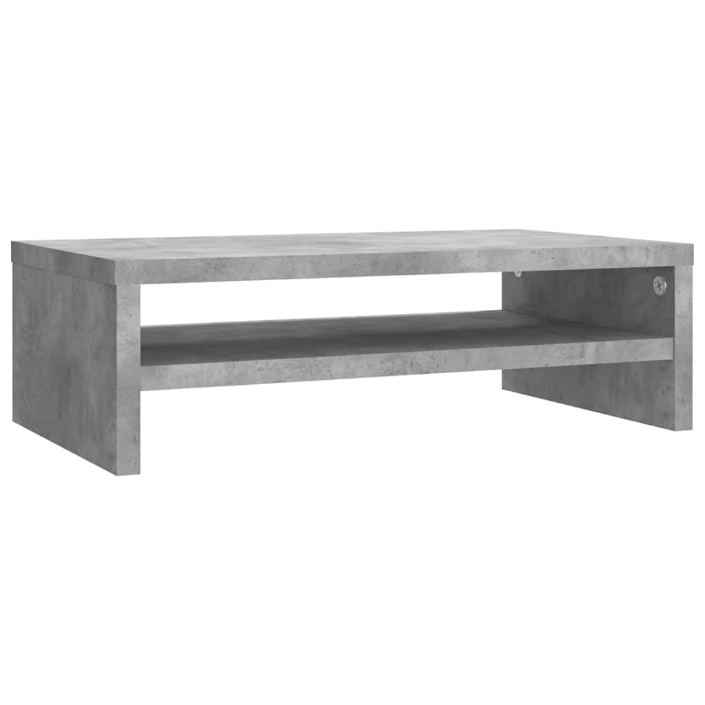 Support de moniteur ergonomique en bois gris pour soulager les cervicales au bureau