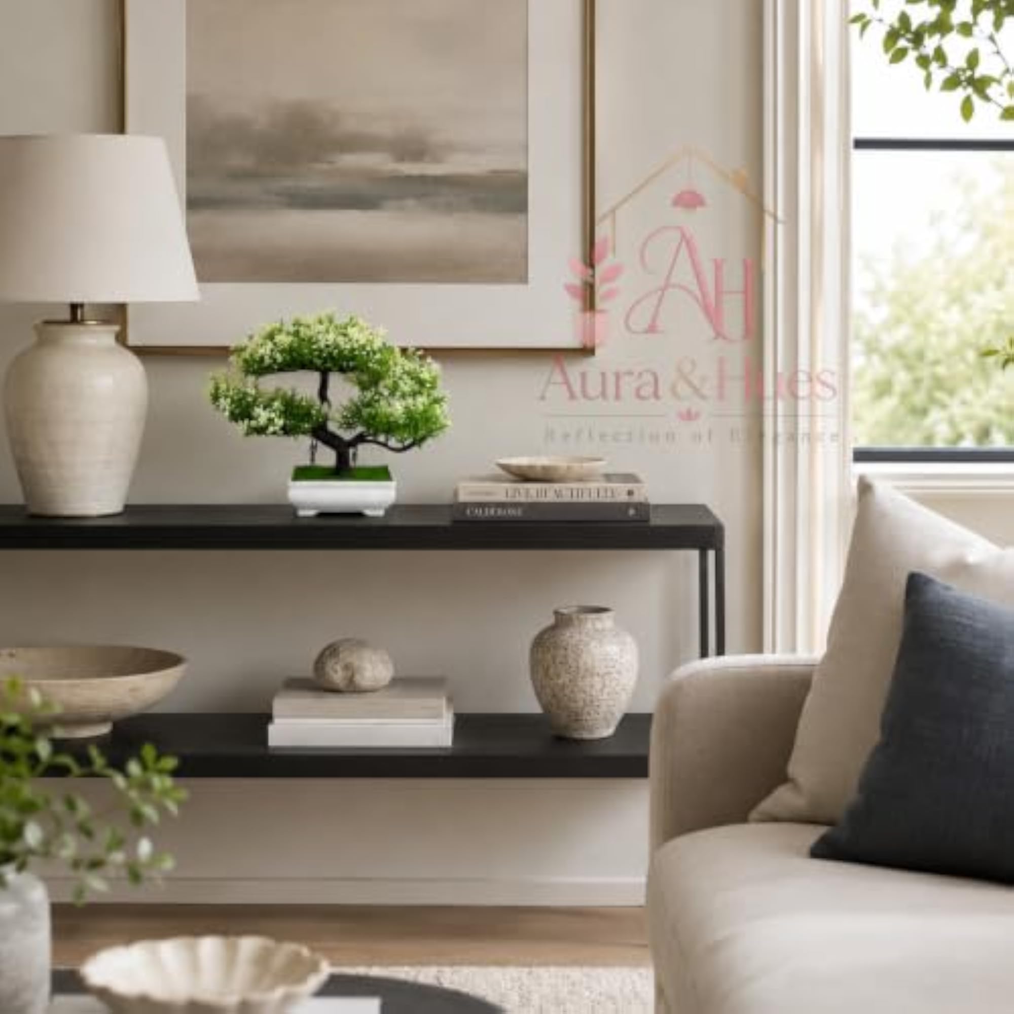 Aura & Hues Artificial White Bonsai Plant