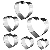 Bakerpan Stainless Steel Heart Cookie Cutter Set, Heart Shaped Cookie Cutters, Valentines Day Cookie Cutter Hearts - Set of 6 Sizes