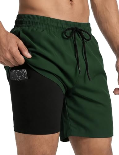 Bañador de secado rápido para hombre con forro protector de compresión y bolsillos funcionales