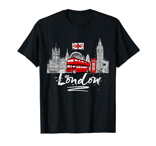 Vintage Sketch Hand Drawn London T Shirt, London Landmarks T�V���c