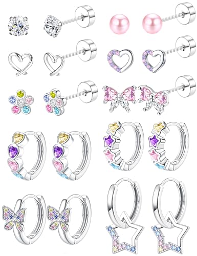 BESTEEL Hypoallergenic Stud Hoop Earrings for Girls Women...