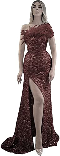 Robe longue de cérémonie bordeaux à plumes TSxuelian création haute couture