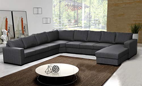 Tendencio Grand Canape d'angle en U de 9 à 10 Places OARA Gris Mo...