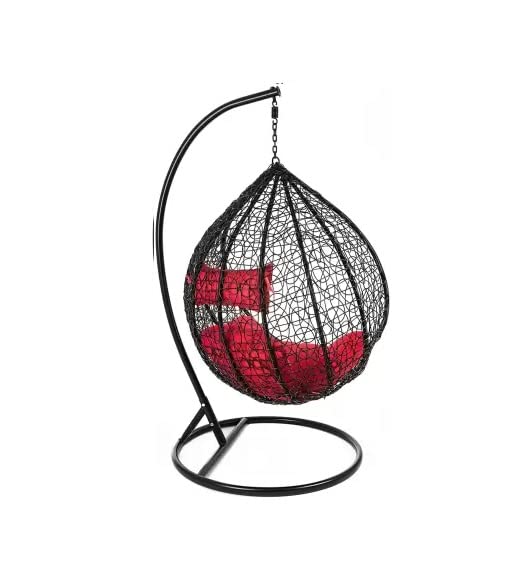 Image of Zenheaven Single Seater Swing Chair with Stand & Cushion Outdoor Indoor Balcony Garden Patio,Powder Coated Frame,UV Protected Wicker,Premium Cushion AD-32