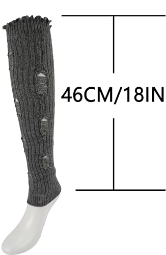 BomKinta Women Leg Warmers with Holes Retro Ruffle Leg Sleeves Soft Knee High Footless Socks2