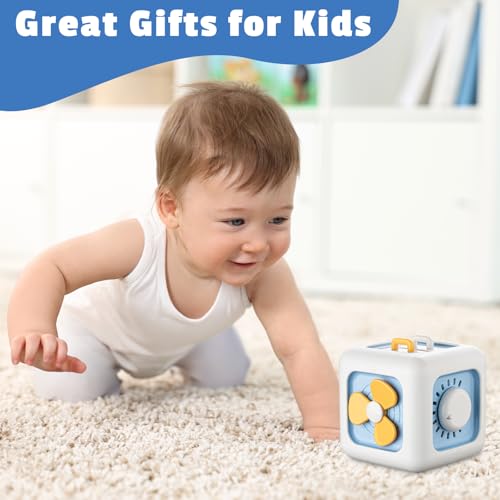 Image of bessome Busy Activity Cube for Fine Motor Skill Learning|Montessori Toys for 1 Year Old Boys Girls|Sensory Toys for Toddler 1-3|Travel Baby Toy for 12-18 Months|First Birthday Gift for 1 Year Old