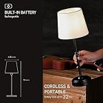 O’Bright Seraph - Cordless LED Table Lamp with Dimmer, Built-in Rechargeable Battery, 3-Level Brightness, Patio Table Lamp, Bedside Night Lamp, Ambient Light for Restaurant, Black - Image 4