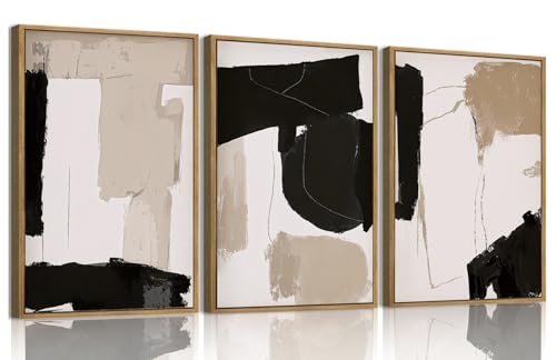 myusuar 3 Piece Large Modern Abstract Canvas Framed Wall Art
