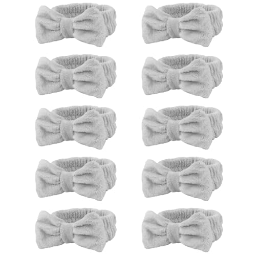 TIOSRU 10 Pack Grey Spa Headbands
