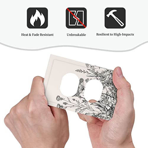 Electrical Duplex Outlet Cover Wildflower Botanical Decorative 1 Gang Device Receptacle Plug Wall Plate White Black Floral Flower Plant Herbs Sage Leaves Decorative Bathroom Accessories Decor #TOP5