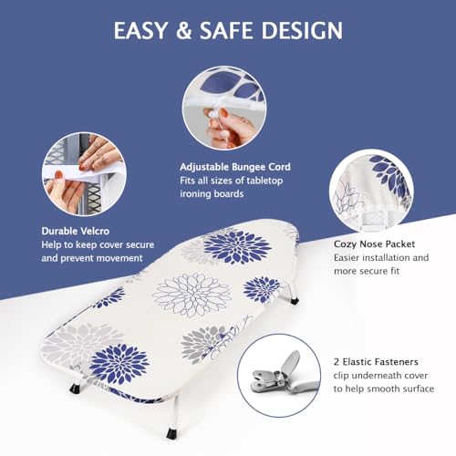 Image of SheeChung 12.5 inchx32 inch Small Ironing Board Cover and Pad,Fits Mini Table Top Ironing Board,Extra Thick Padding,Elastic Cord&Fasteners,Heat Resistance(Ironing Board Not Included)
