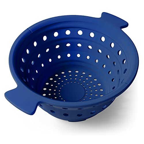 Collapsible Colander And Strainer By Risa | 100% Food-Grade Silicone | Collapses Flat For Easy Storage | Dishwasher Safe | Deep Blue #TOP13