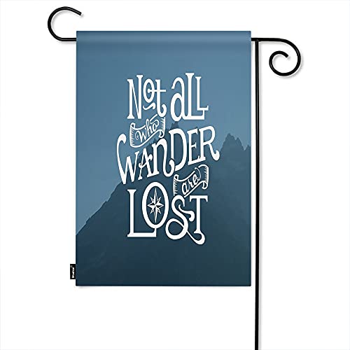 Moslion Nature Quote Garden Flag Not All Who Wander are Lost Mountain Flags Double-Sided Banner Welcome Yard Flag Outdoor Home Decor. Lawn Villa 12x18 Inch Blue White Moslion Nature Quote Garden Flag Not All Who Wander are Lost Mountain Flags Double-Sided Banner Welcome Yard Flag Outdoor Home Decor. Lawn Villa 12x18 Inch Blue White