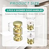 PATIKIL Glass Shower Door Handle, 2 Pcs Aluminum Alloy Back-to-Back Shower Door Knob Bathroom Sliding Shower Screen Round Pull Knobs Hardware for Replacement Groove Glass Door, Gold - Image 2
