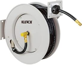 Klutch Auto Rewind Air Hose Reel - With 3/8in. x 50ft. Rubber Hose, Max. 300 PSI - coolthings.us