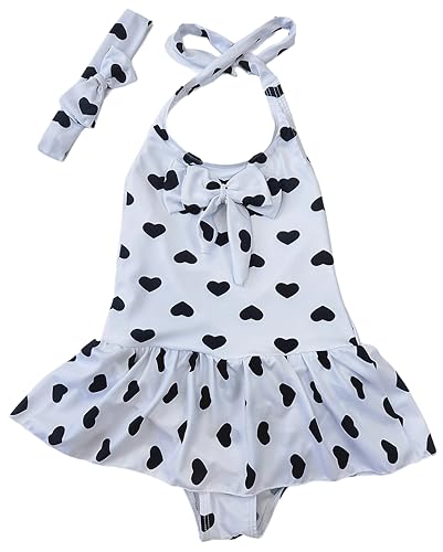 Image of Jastore Girls Swimwear One Piece Swimsuits Beach Wear with Headband