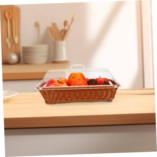 Cesta de ratán portátil de almacenamiento con tapa para pan 7