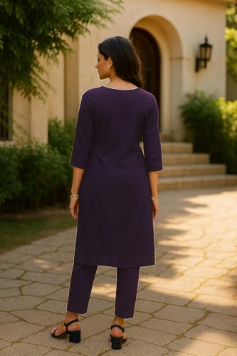 Image of SHIENZY Women's Cotton Blend Emroidered Kurta Pant Set | Ethnic Wear for Festive & Casual | Stylish Straight Fit | Elegant Indian Outfit (1662)