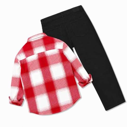 KULAKAS Men's Red & White Checked Shirt with Black Jeans Set - Image 4