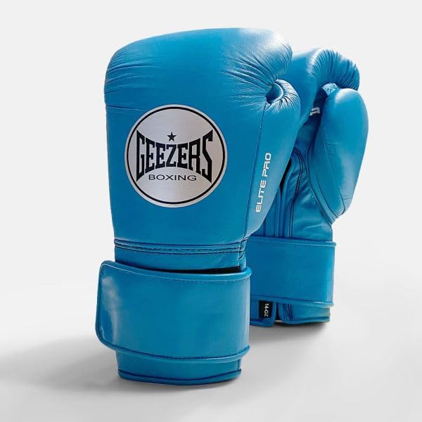 Geezers Boxing Elite Pro 2.0 Hook & Loop Sparring/Training Gloves - Mens, Womens Boxing Hook & Loop gloves - sparring gloves - ideal for heavy duty punch bags (Aqua Blue, 14oz) — image 1