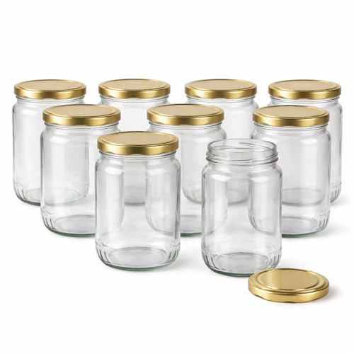 Image of Pure Source India Clear Glass Storage Jar with Airtight Metal Lid - 1L Wide Mouth Kitchen Jar (Set of 8)