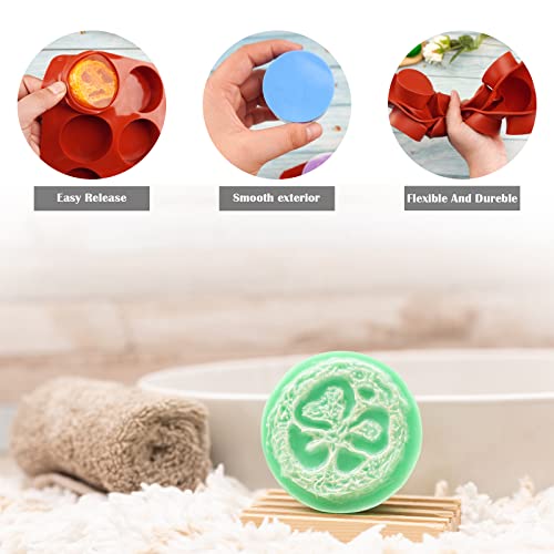 Image of Sakolla 2 Pack Round Silicone Soap Molds, 12 Cavity 2.1 inch Cylinder Silicone Molds for Soap Making, DIY Bath Bombs, Shower Steamer, Lotion Bars, Loofah Soap (Brick-Red)