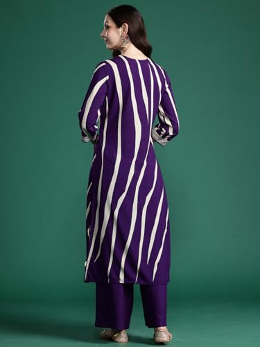 Image of INDO ERA Women's Viscose Rayon Printed Straight Kurta & Palazzo Set (KS5PR9953)
